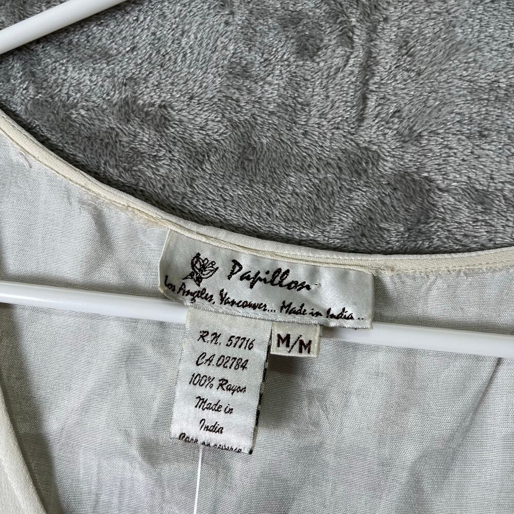 Vintage Embroidered Floral Beaded Slip Dress Cream Romantic Medium‎ Deadstock - Picture 7 of 10
